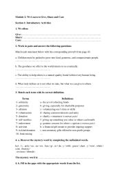 Module 2: We Learn to Give, Share and Care Section 1: Introductory Activities