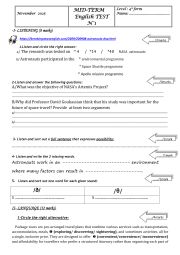 4th form test - ESL worksheet by hajer habib