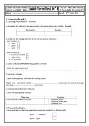 mid term test 1 2nd form arts - ESL worksheet by wafouta