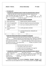 REVIEW MODULE 1 FAMILY RELATIONSHIPS 9TH FORM TUNISIA 