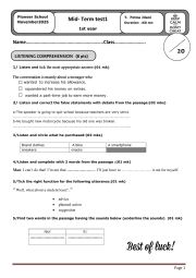 English Worksheet: language test