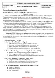 English Worksheet: third year exam according to the Algerian syllabus