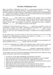 English Worksheet: The Duke of Edinburgh Award (Listening, Writing +Video)