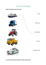 English Worksheet: Car, Car, Truck, Jeep