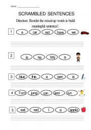 English Worksheet: sentences