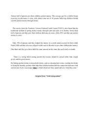 English Worksheet: Pocket money 