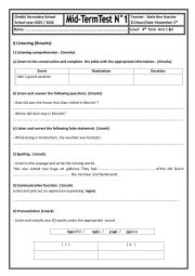 English Worksheet: mid term test 1 4th form