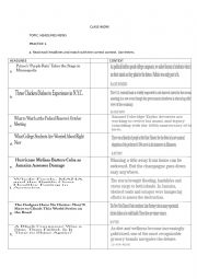 English Worksheet: HEADLINES NEWS