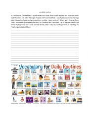 English Worksheet: My daily routine writing