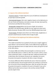 English Worksheet: California Gold Rush 