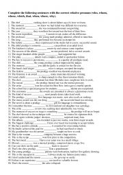 English Worksheet: Relative pronouns