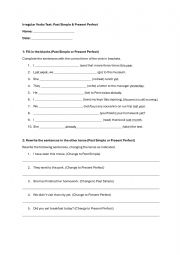 English Worksheet: Irregular verbs present perfect vs. past simple