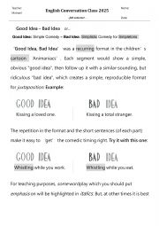 English Worksheet: Practicing Joke Delivery with 