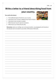 English Worksheet: Food from my country - free writing