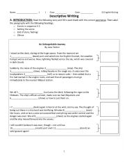 English Worksheet: Descriptive Writing