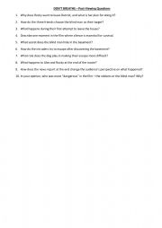 English Worksheet: Dont Breathe  Film Viewing Project