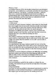 English Worksheet: what is a test?