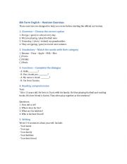 English Worksheet: Revision exercices for 8th form students
