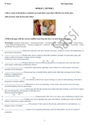 English Worksheet: 3rd form -module 1 -section 3 -part 1