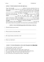 English Worksheet: review 1ere Queen of Soul