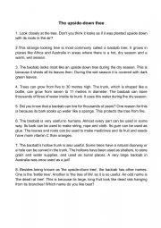 Upsidedown tree reading comprehension with grammar activities