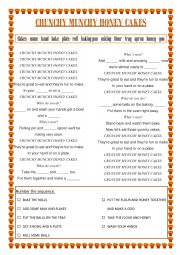 English Worksheet: Crunchy Munchy Honey Cakes by The Wiggles - Yummy Yummy
