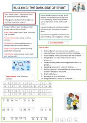English Worksheet: BULLYING: THE DARK SIDE OF SPORT