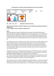 English Worksheet: Using Romance Language Cognates to Learn in Context and Improve Pronunciation