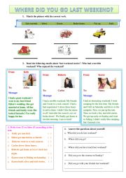 English Worksheet: WHERE DID YOU GO LAST WEEKEND
