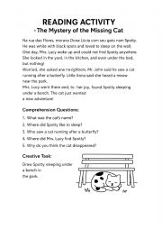 English Worksheet: the mistery of the missing cat 