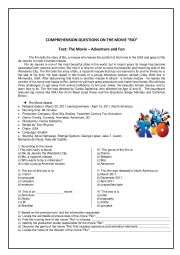 English Worksheet: Comprehension questions on the movie Rio