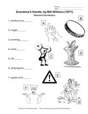 English Worksheet: Grandma�s Hands, Bill Withers