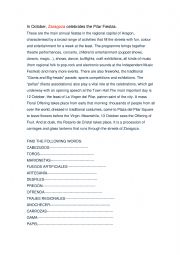 English Worksheet: Pilares festivities in Spain