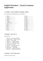 English Worksheet: Revision: Food vocabulary Countable/ Uncountable nouns. Quantifiers