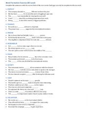 English Worksheet: WORD FORMATION