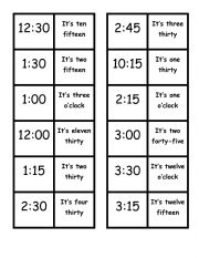 English Worksheet: Time domino - (o�clock, fifteen, thirty and forty-five)
