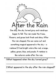 English Worksheet: Weather - After The Rain Worksheet