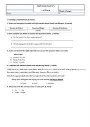 English Worksheet: 1 st form  mid - term test 1
