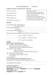 English Worksheet: lesson generation gap  9TH FORM