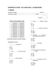 English Worksheet: Diagnostic exam