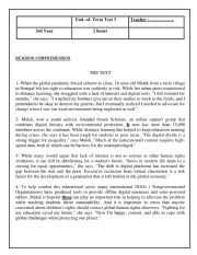 English Worksheet: 3rd Year ET3 Exam 2026 Sample 1 