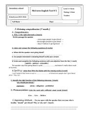 mid term test n 2 first form 