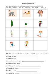 English Worksheet: Happy Street ? Unit 4 (adjectives + zoo animals)