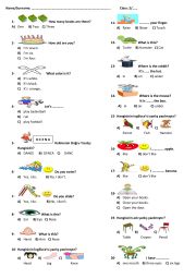 Simple Vocabulary Quiz for Primary