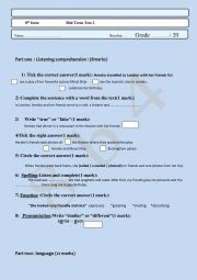 Mid term test 2 8 th grade