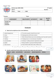 Test about Teen issues: vocabulary exercises; reading comprehension; grammar - linking words and order f adjectives