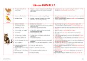 English Worksheet: Idioms ANIMALS 2