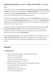 English Worksheet: Reading Comprehension Trump and Greenland