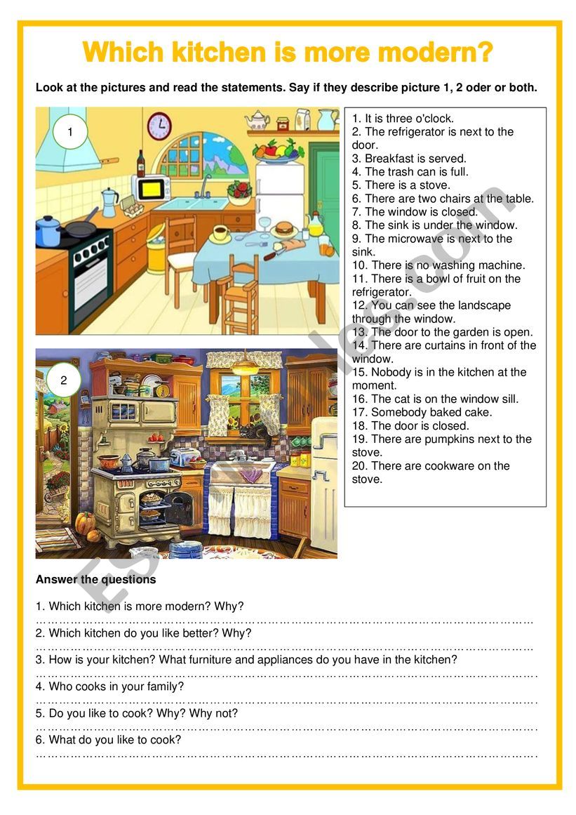 Picture description - Which kitchen is more modern?