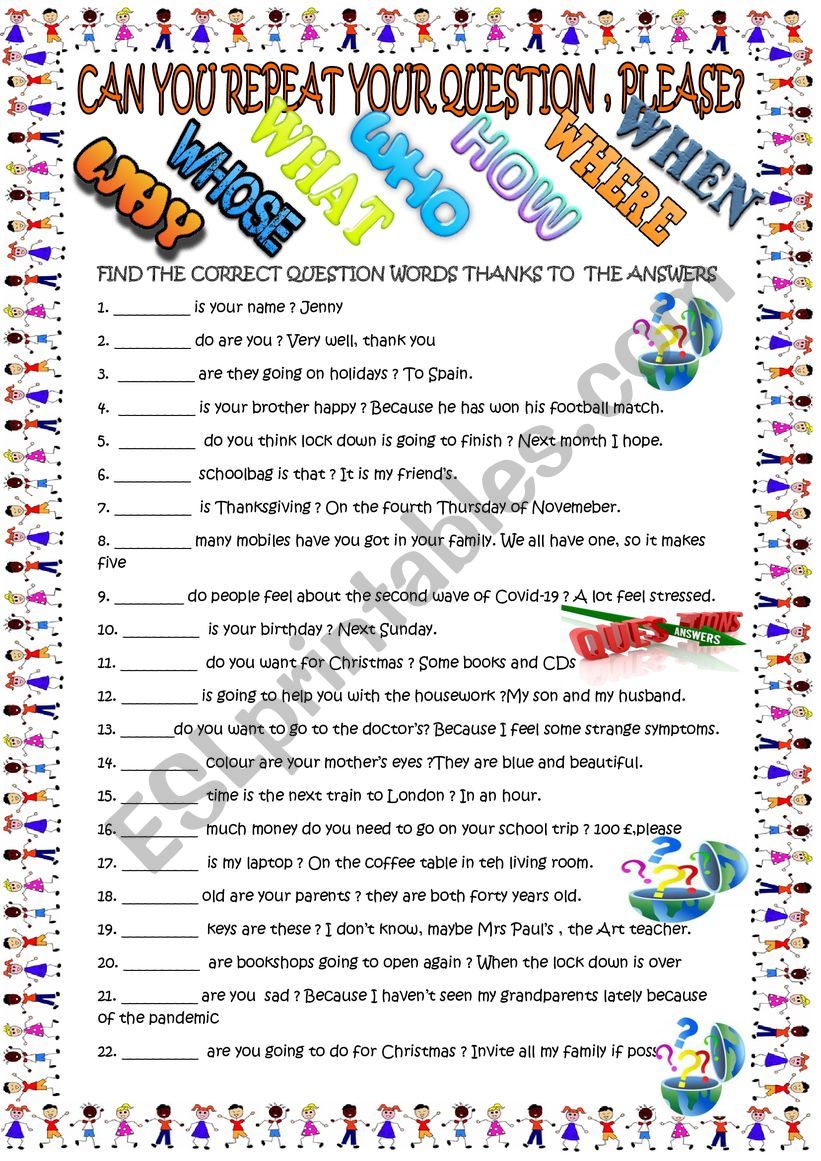 question words with KEY new  worksheet
